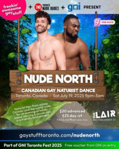 Canadian Gay Naturist Dance Party presented by GNI – part of Toronto Fest by Gay Naturists International