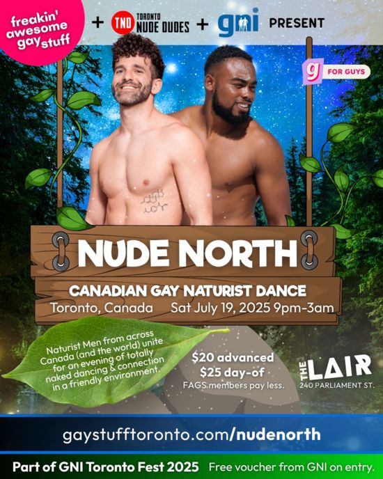 Canadian Gay Naturist Dance Party presented by GNI – part of Toronto Fest by Gay Naturists International